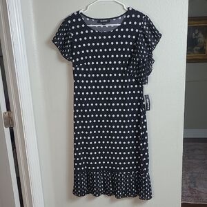 Glamour Black and White Polka Dot Midi Dress Size 6